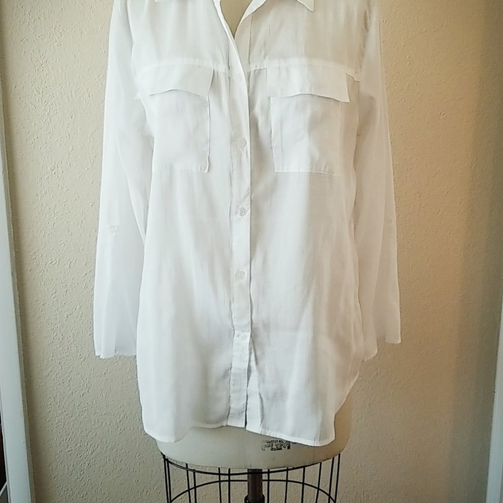 White Sheer Dress Shirt